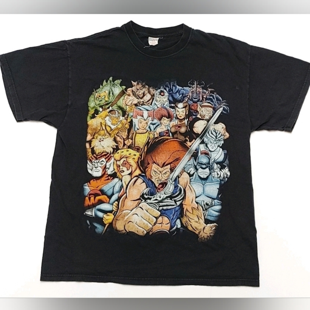 Y2K 2000s Thundercats Group Photo Large Print T-Shirt Jerzees Size (XL)